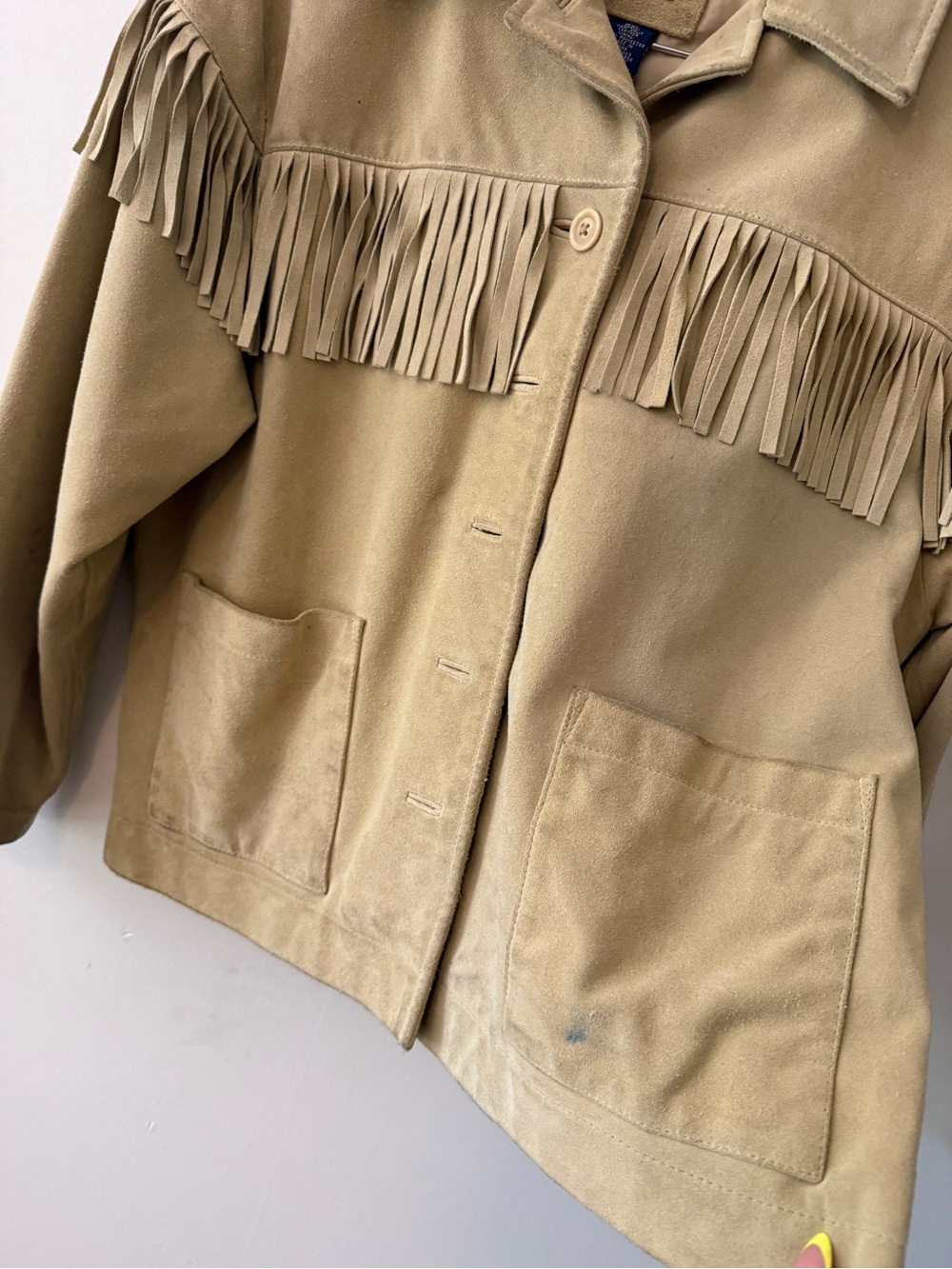 Vintage GAP Suede Fringe Jacket - Tan - Picture 4 of 8